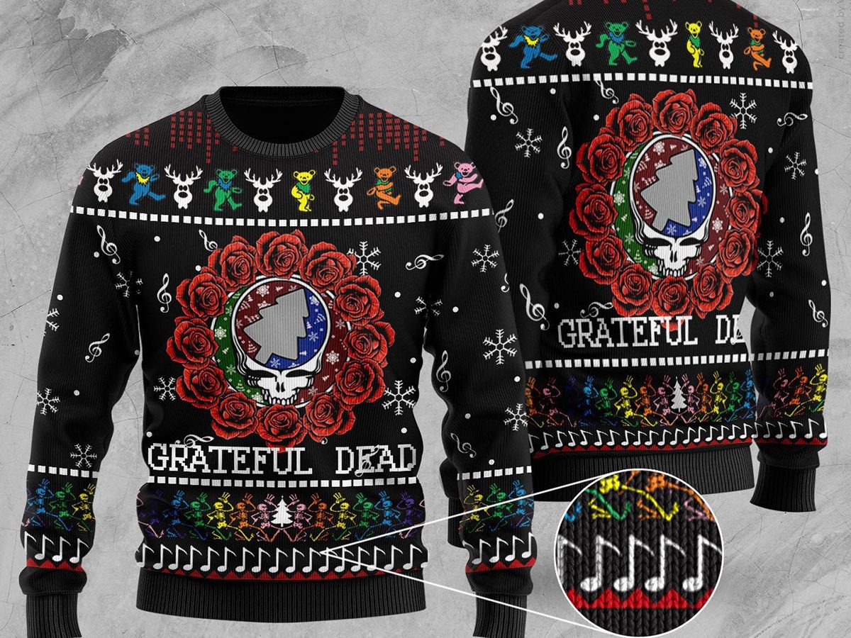 Jerry Garcia Grateful Dead Rock Band Ugly Christmas Sweater