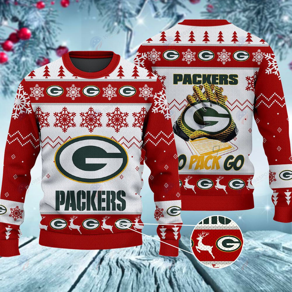 Green Bay Packers Go Pack Go Christmas Ugly Sweater Growkoc