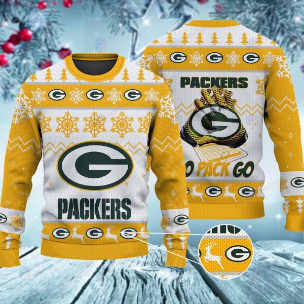 Green Bay Packers Go Pack Go Christmas Ugly Sweater