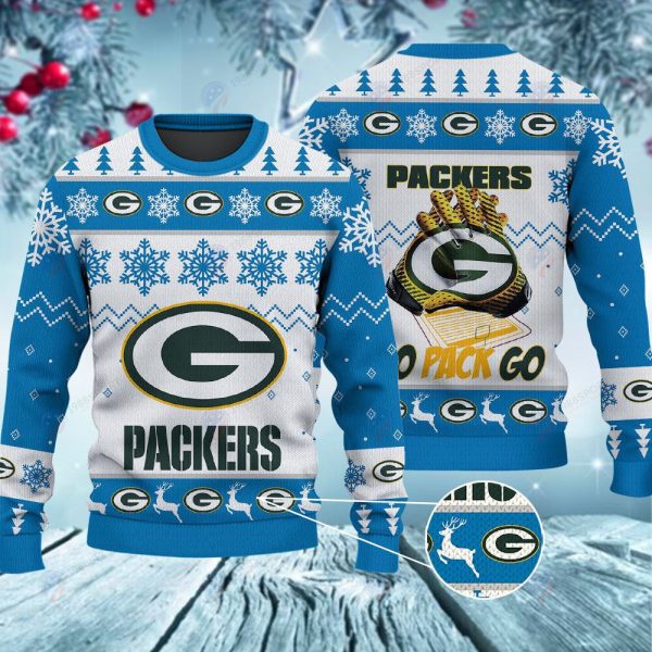 Green Bay Packers Go Pack Go Christmas Ugly Sweater