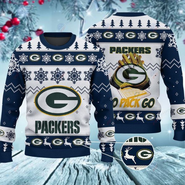 Green Bay Packers Go Pack Go Christmas Ugly Sweater