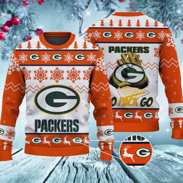 Green Bay Packers Go Pack Go Christmas Ugly Sweater