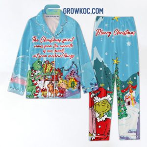 Grinch Rolling Up Some Christmas Spirit Fleece Pajamas Set