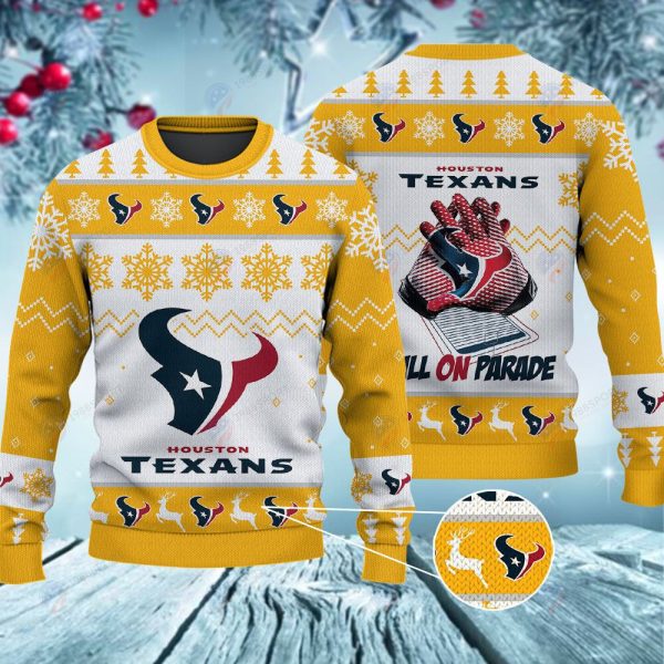 Houston Texans Bulls On Parade Christmas Ugly Sweater