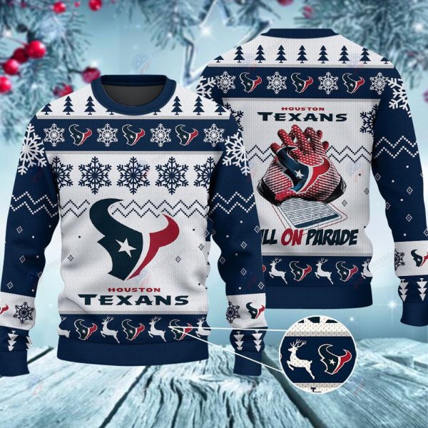 Houston Texans Bulls On Parade Christmas Ugly Sweater