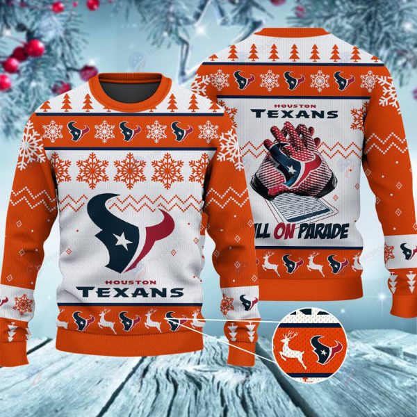 Houston Texans Bulls On Parade Christmas Ugly Sweater