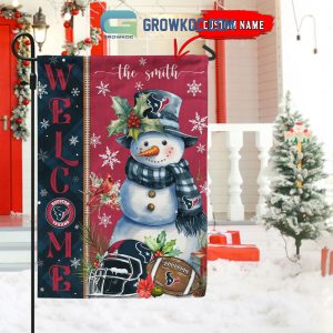 Houston Texans Football Snowman Welcome Christmas Personalized House Gargen Flag