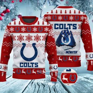 Indianapolis Colts Build The Monster Christmas Ugly Sweater