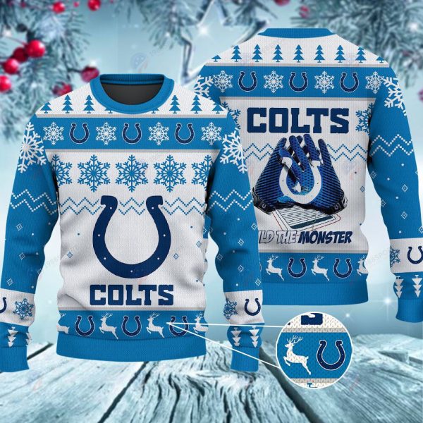 Indianapolis Colts Build The Monster Christmas Ugly Sweater