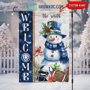 Indianapolis Colts Football Snowman Welcome Christmas Personalized House Gargen Flag