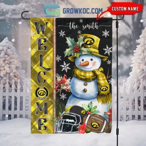 Iowa Hawkeyes Football Snowman Welcome Christmas House Garden Flag