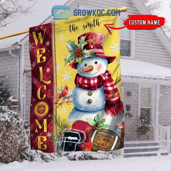 Iowa State Cyclones Football Snowman Welcome Christmas House Garden Flag