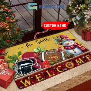 Iowa State Cyclones Snowman Welcome Christmas Football Personalized Doormat