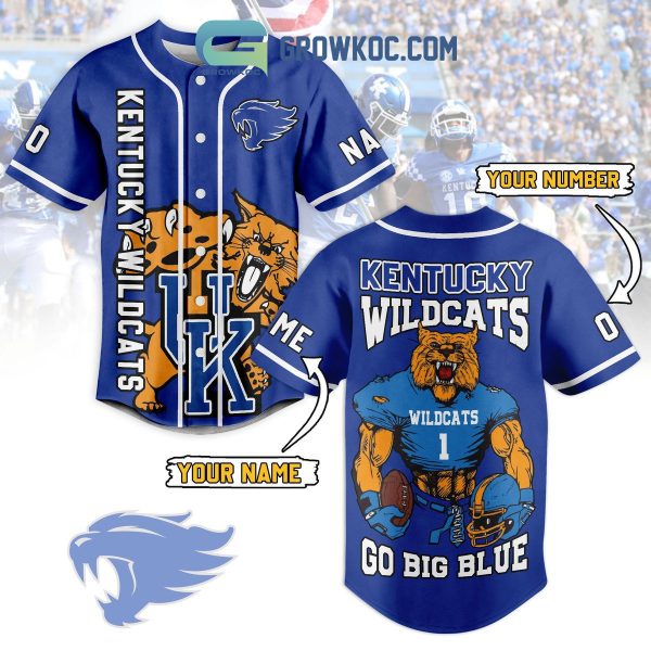 Kentucky Wildcats Go Big Blue Personalized Baseball Jersey