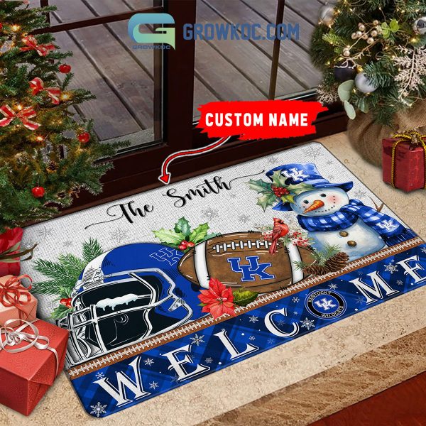 Kentucky Wildcats Snowman Welcome Christmas Football Personalized Doormat