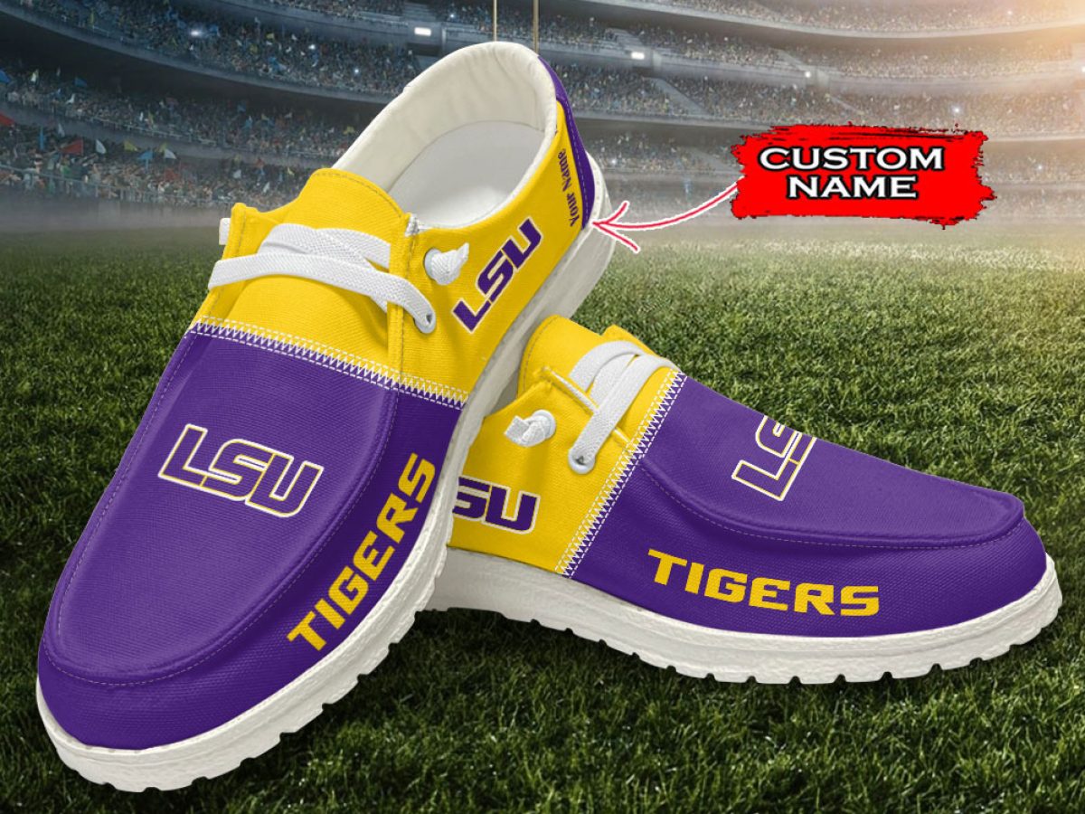 LSU Tigers Personalized Hey Dude Shoes Growkoc