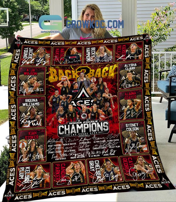 Las Vegas Aces Back 2 Back WNBA Finals Champions 2023 Fleece Blanket Quilt