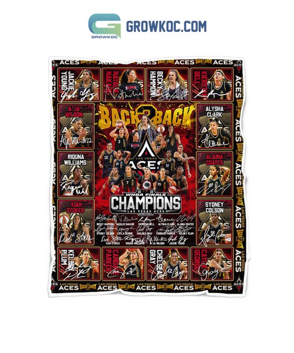 Las Vegas Aces Back 2 Back WNBA Finals Champions 2023 Fleece Blanket Quilt