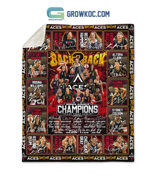 Las Vegas Aces Back 2 Back WNBA Finals Champions 2023 Fleece Blanket Quilt