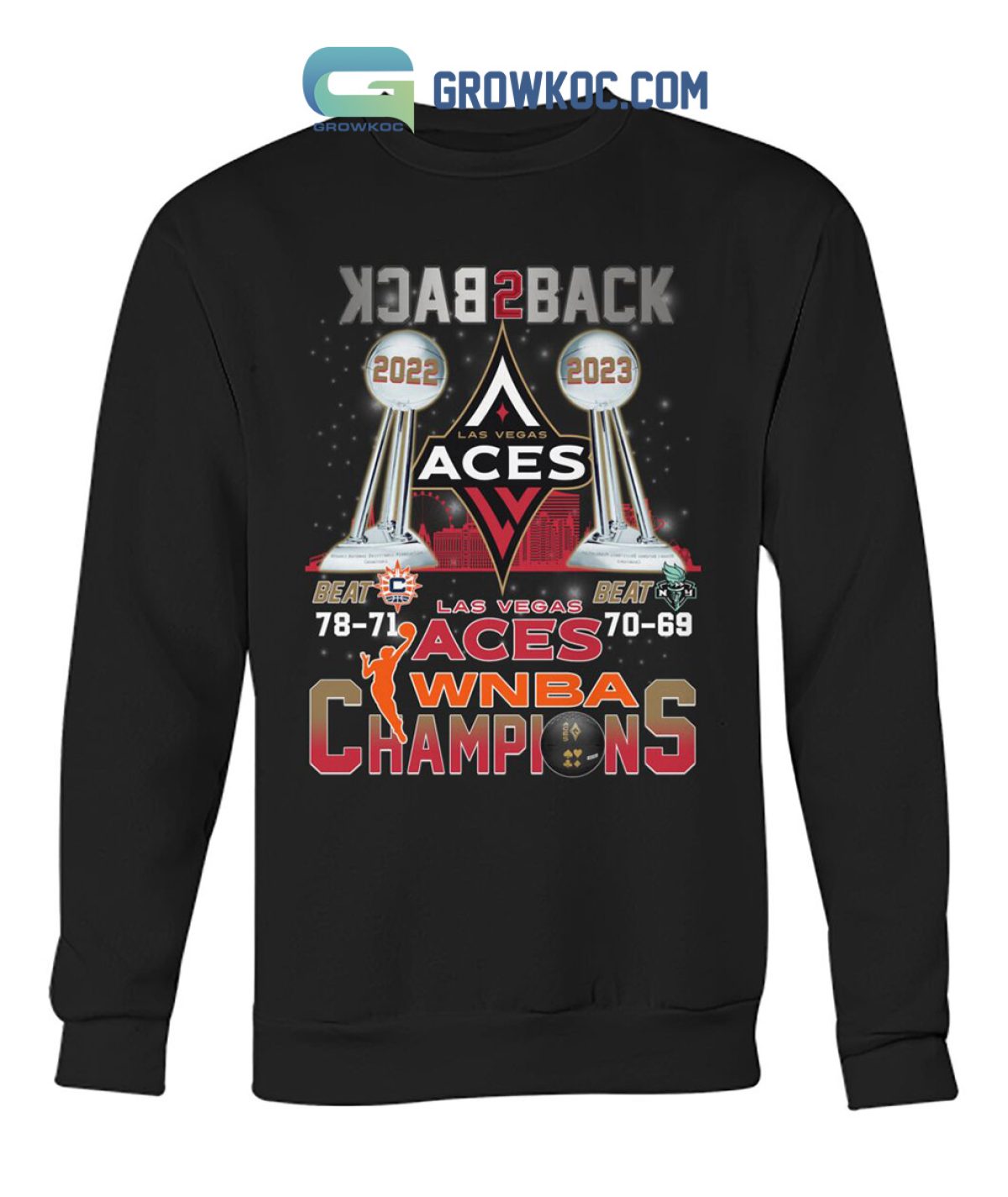 Back 2 Back WNBA 2022 2023 Las Vegas ACES Champions T Shirt - Limotees
