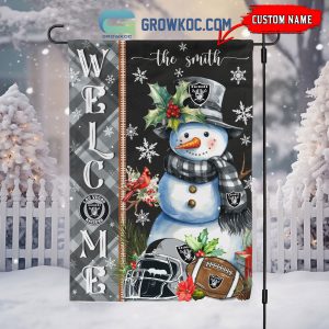 Las Vegas Raiders Football Snowman Welcome Christmas Personalized House Gargen Flag