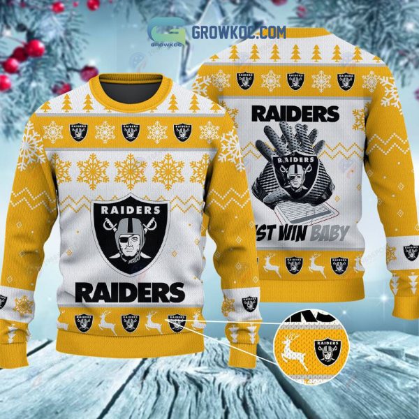 Las Vegas Raiders Just Win Baby Christmas Ugly Sweater