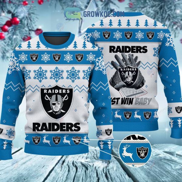 Las Vegas Raiders Just Win Baby Christmas Ugly Sweater