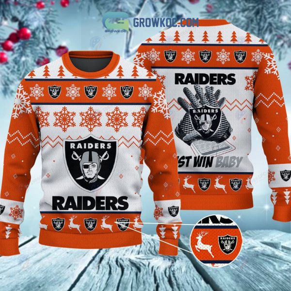 Las Vegas Raiders Just Win Baby Christmas Ugly Sweater