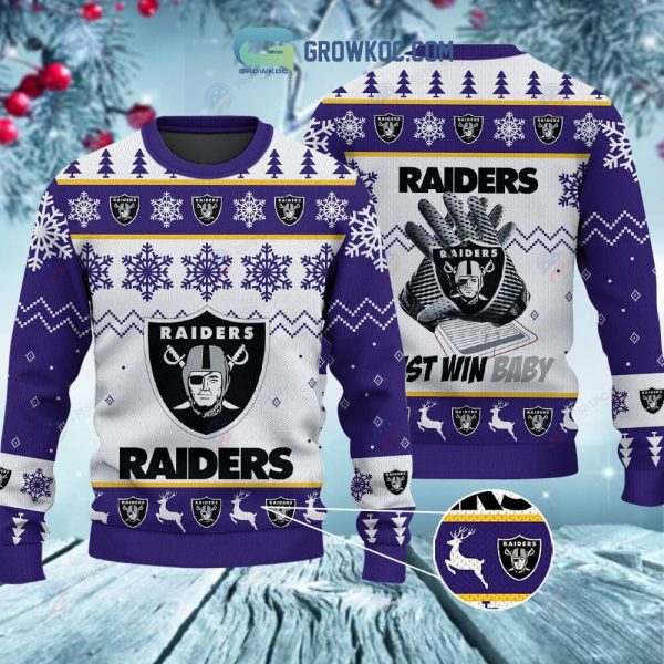 Las Vegas Raiders Just Win Baby Christmas Ugly Sweater