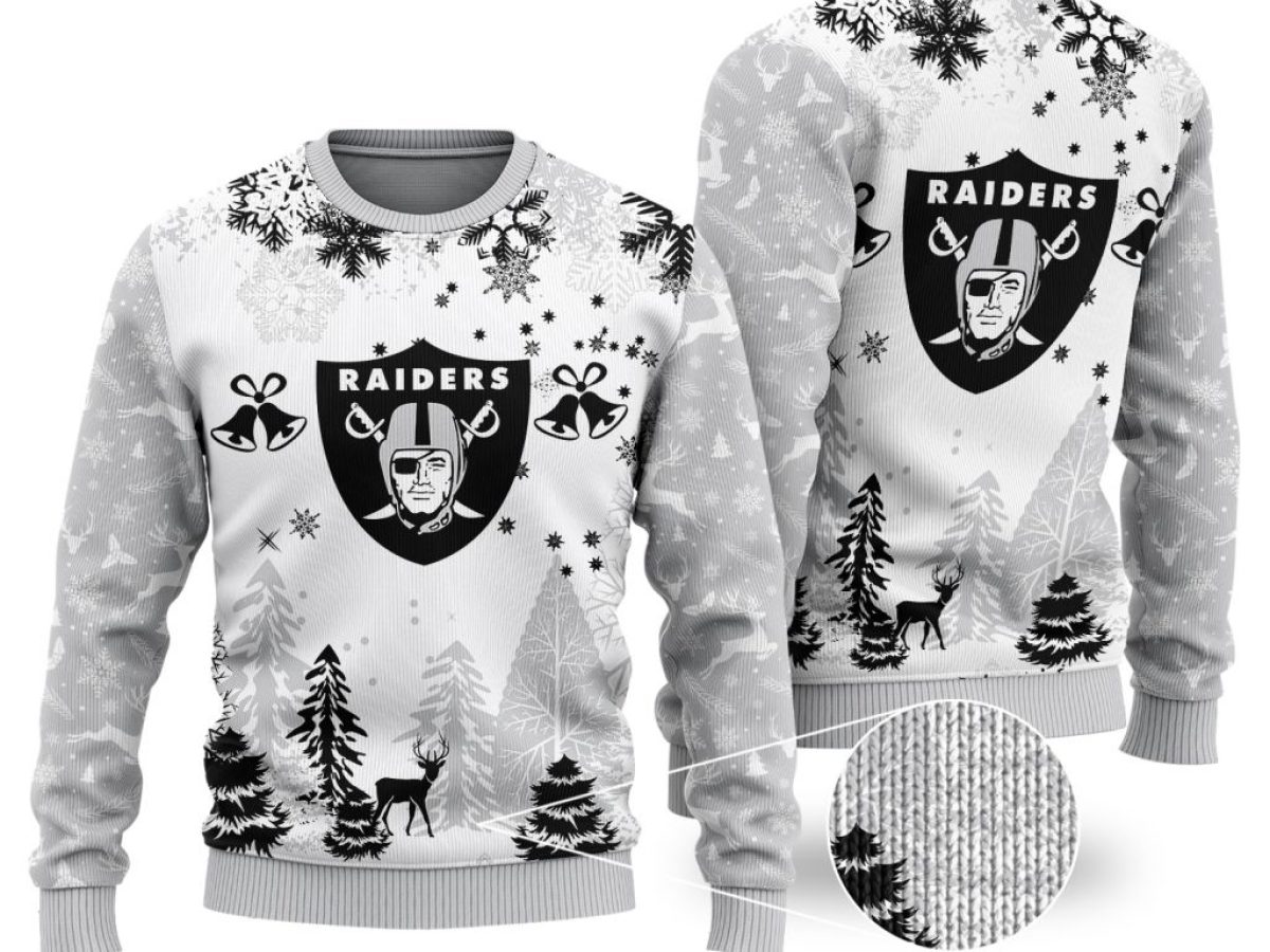 NFL Las Vegas Raiders Thermos 3D Ugly Christmas Sweater Custom Number And  Name - YesItCustom