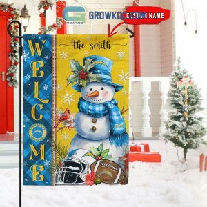Los Angeles Chargers Football Snowman Welcome Christmas Personalized House Gargen Flag
