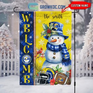 Los Angeles Rams Football Snowman Welcome Christmas Personalized House Gargen Flag
