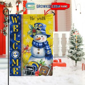 Los Angeles Rams Football Snowman Welcome Christmas Personalized House Gargen Flag