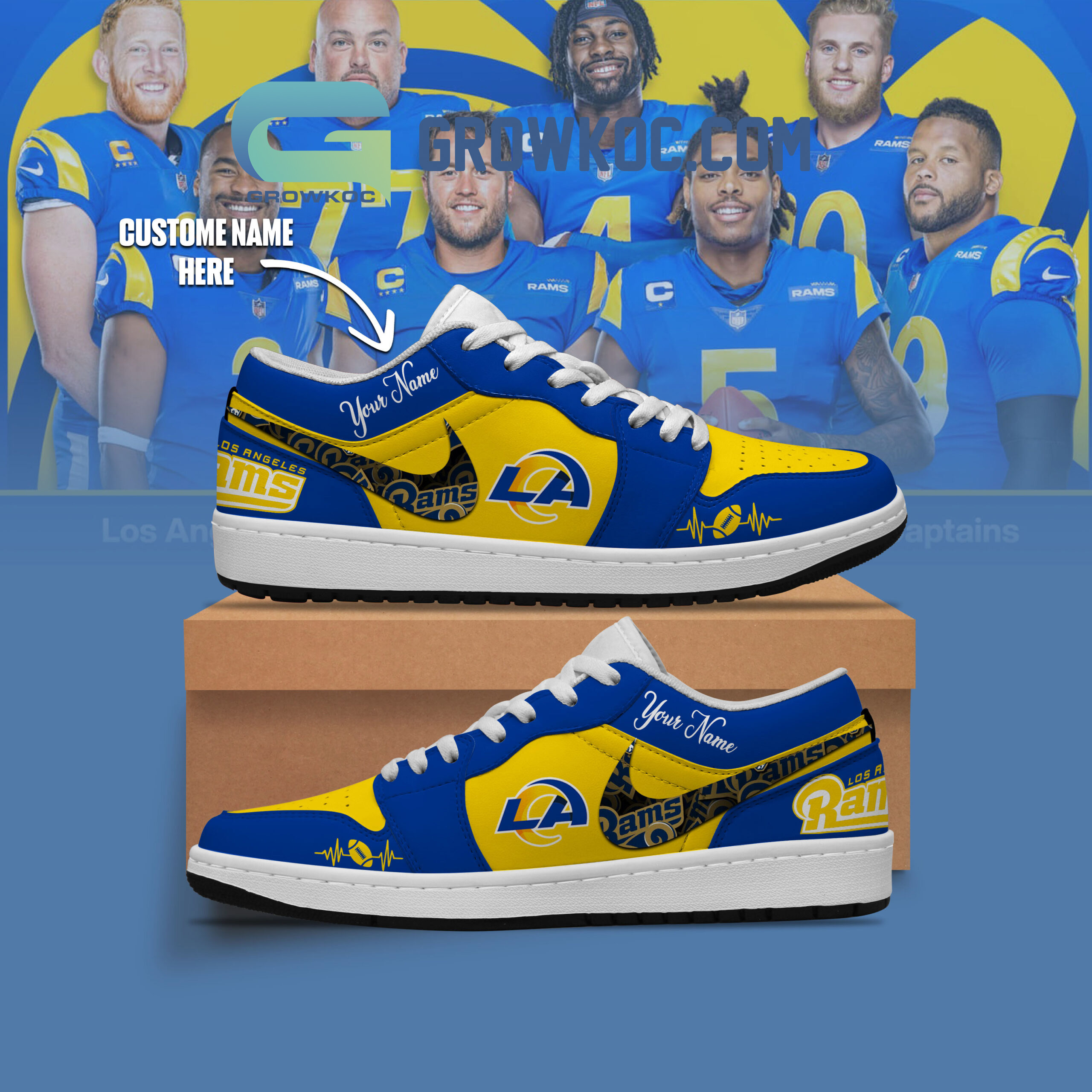 Los Angeles Rams Yellow Air Jordan 13 Shoes For Fans