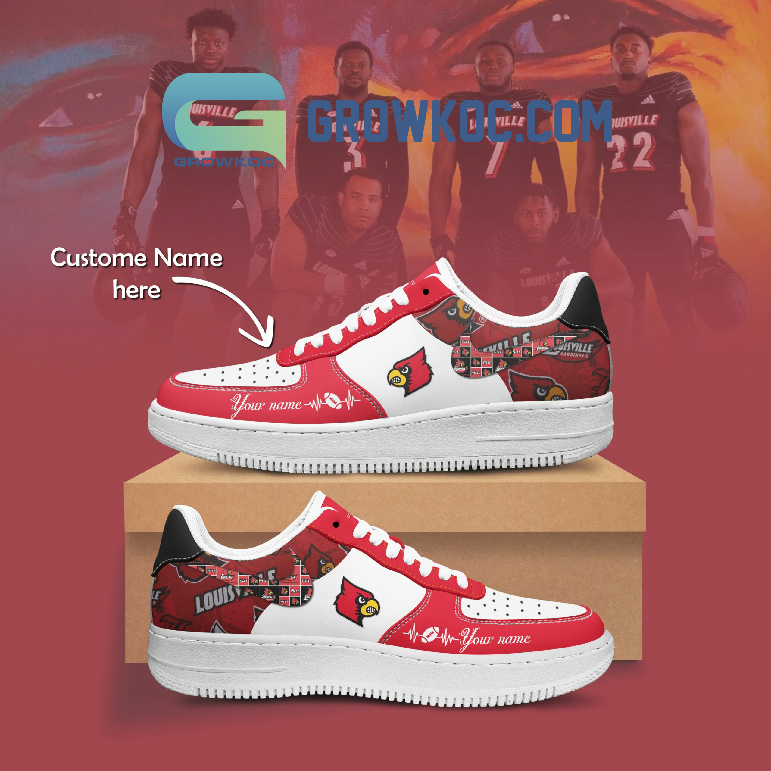 NCAA Louisville Cardinals Personalized Max Soul Shoes Custom Name