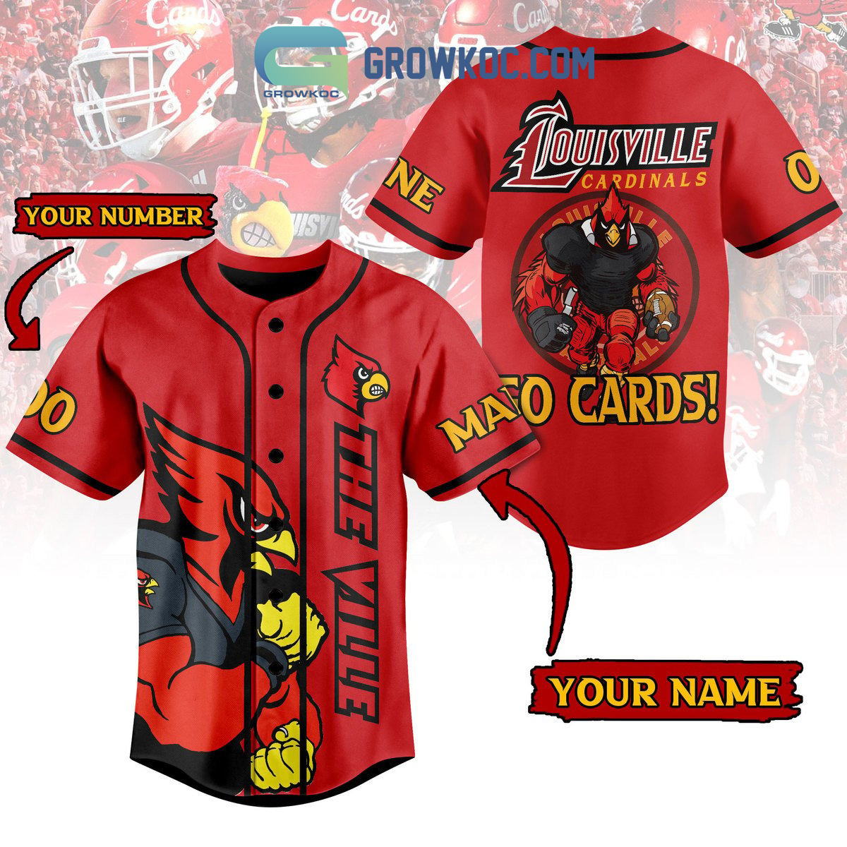 Louisville Cardinals The Ville Go Cards Personalized Baseball