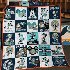 Miami Dolphins Mickey Mouse Fleece Blanket Quilt
