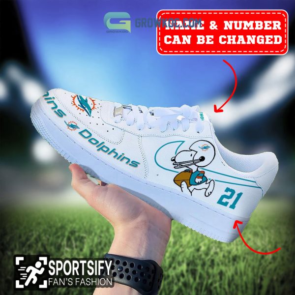 Miami Dolphins NFL Snoopy Personalized Air Force 1 Low Top Shoes