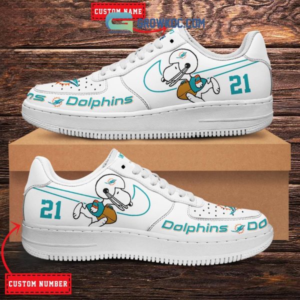 Miami Dolphins NFL Snoopy Personalized Air Force 1 Low Top Shoes