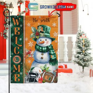 Miami Hurricanes Football Snowman Welcome Christmas House Garden Flag
