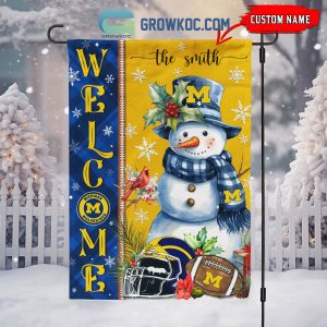 Michigan Wolverines Football Snowman Welcome Christmas House Garden Flag
