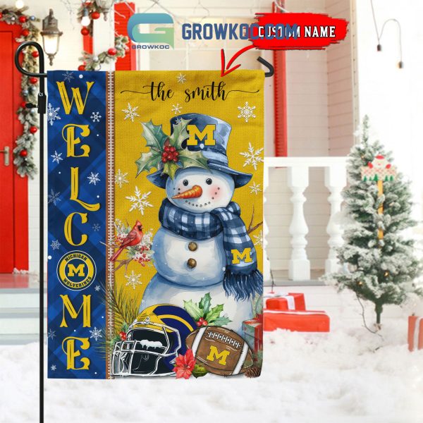 Michigan Wolverines Football Snowman Welcome Christmas House Garden Flag