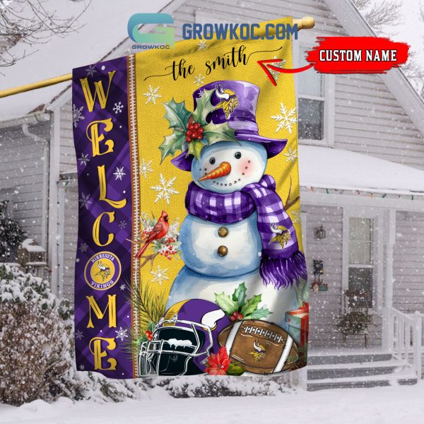 Minnesota Vikings Football Snowman Welcome Christmas Personalized House Gargen Flag