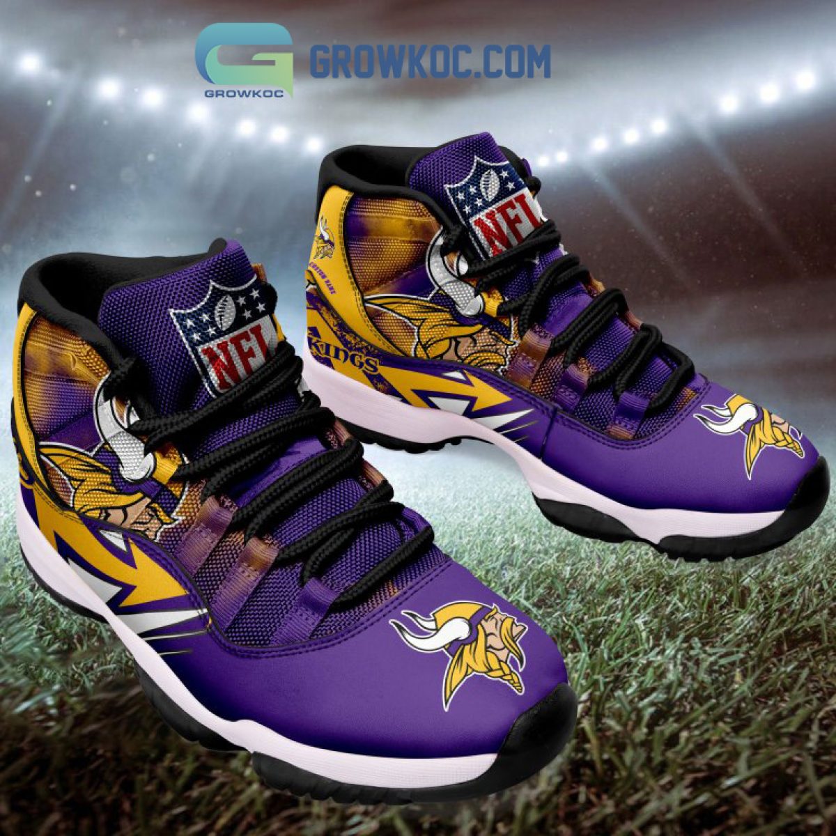 Minnesota Vikings Yellow And Black Air Jordan 13 Sneaker Shoes