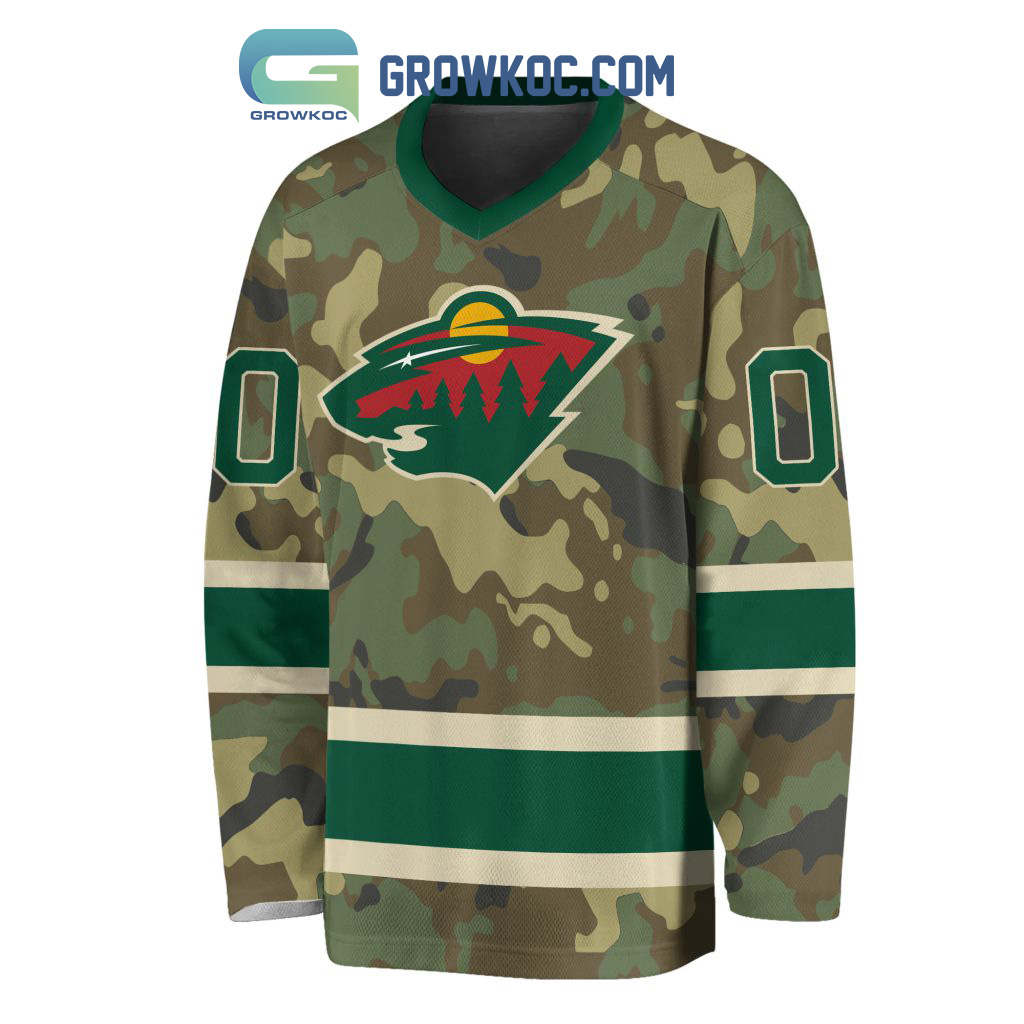 Minnesota Wild Special Camo Veteran Design Personalized Hockey Jersey