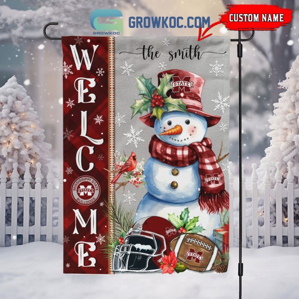 Mississippi State Bulldogs Football Snowman Welcome Christmas House Garden Flag