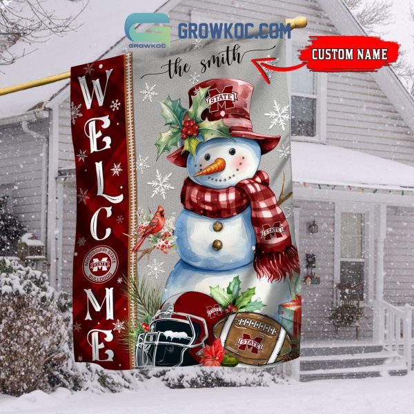 Mississippi State Bulldogs Football Snowman Welcome Christmas House Garden Flag