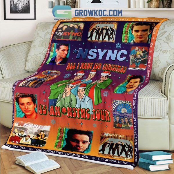 NSYNC All I Want For Christmas Is An NSYNC Tour Fleece Blanket Quilt