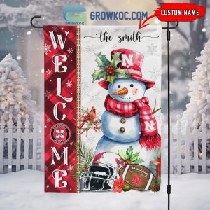 Nebraska Cornhuskers Football Snowman Welcome Christmas House Garden Flag