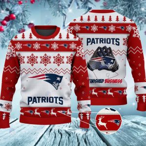 New England Patriots Finished Business Christmas Ugly Sweater